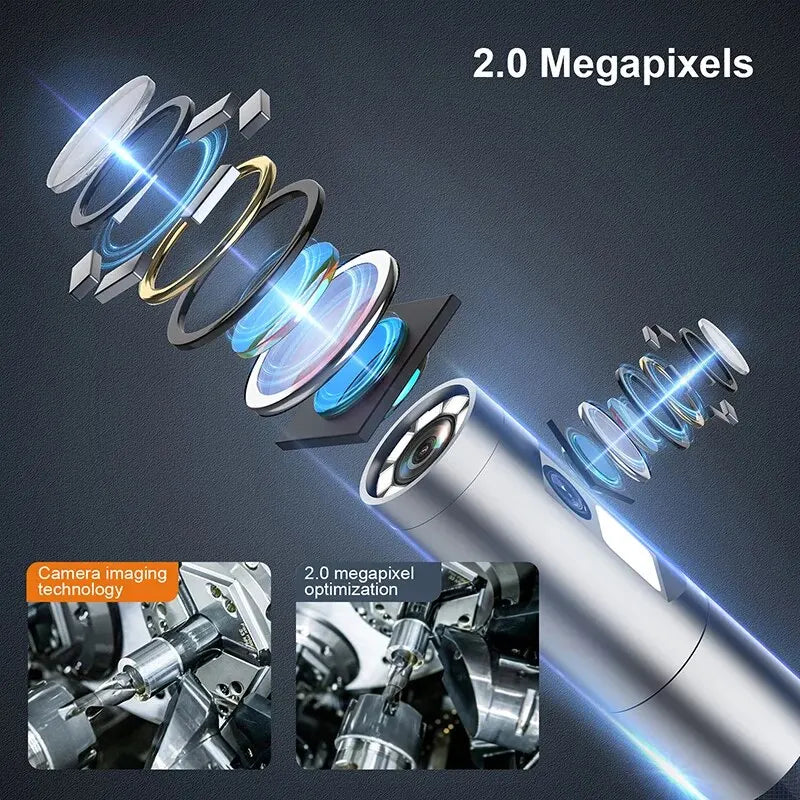 360° 1080P Steering Endoscope for Car Engine and Pipe, 8mm 5" IPS Screen Single Dual Lens Inspection