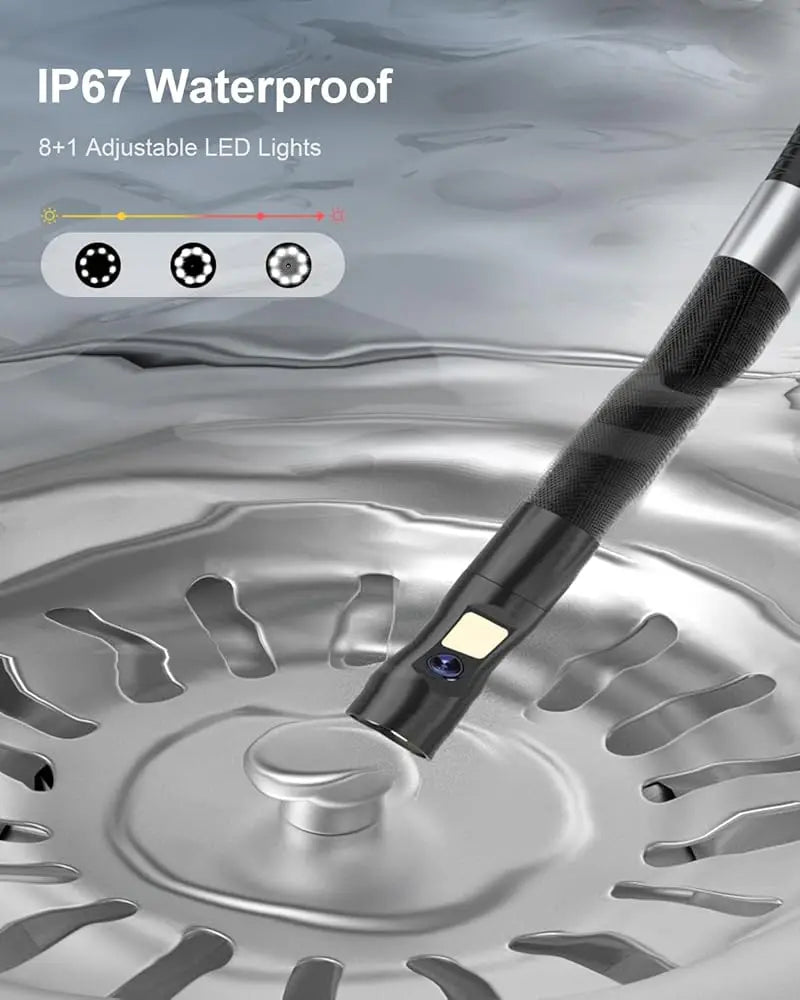 360° 1080P Steering Endoscope for Car Engine and Pipe, 8mm 5" IPS Screen Single Dual Lens Inspection