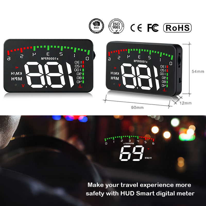 Universal Windshield Projector Auto Overspeed Warning Alarm System with 3.5 Display