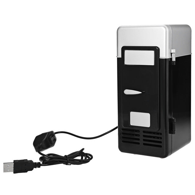 Mini car refrigerator with internal LED light 2 in 1 use with USB