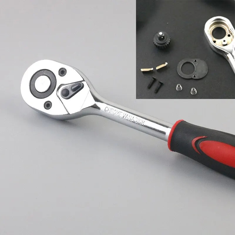 46Pcs Car Repair Tool Kit, 1/4" Socket Set, Ratchet Torque Wrench