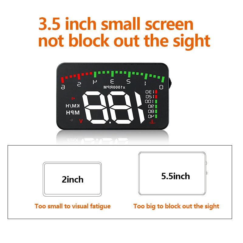 Universal Windshield Projector Auto Overspeed Warning Alarm System with 3.5 Display