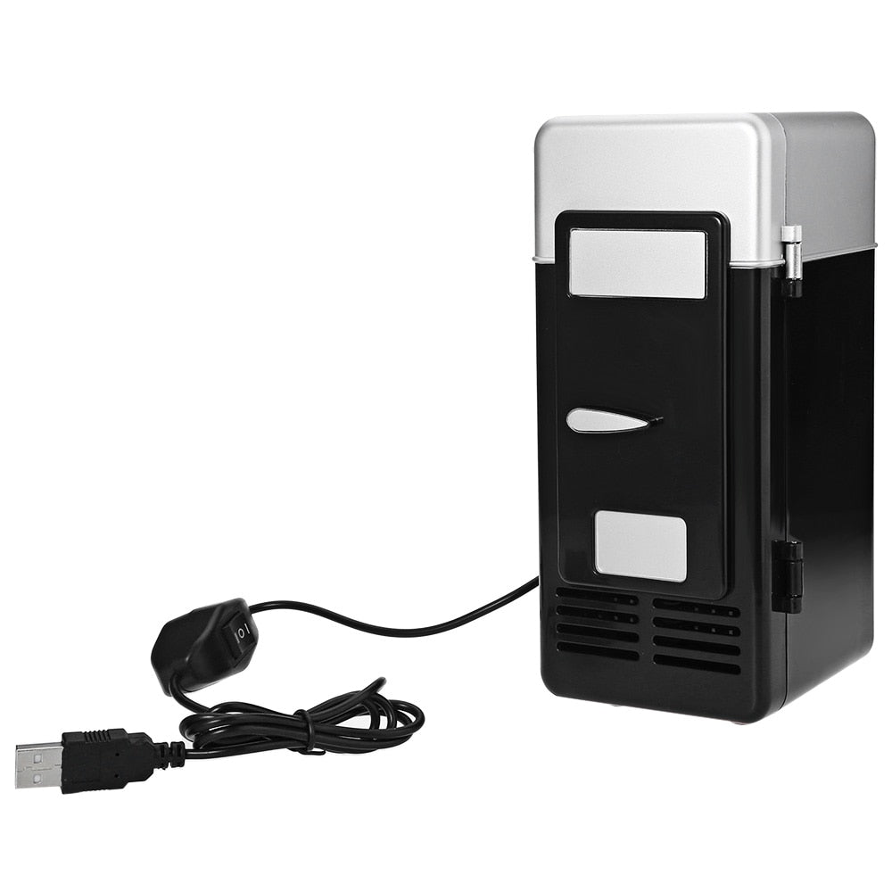 Mini car refrigerator with internal LED light 2 in 1 use with USB