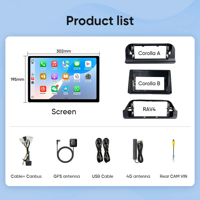 Ainavi 13.1 Inch For Toyota Corolla 2019 2021 2022 RAV4 RAV 4 2020 2023 Car Radio Carplay Android Auto Multimedia Player