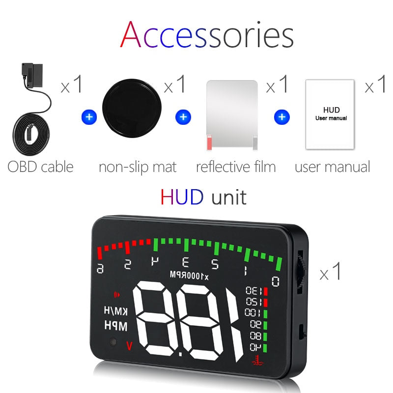 Universal Windshield Projector Auto Overspeed Warning Alarm System with 3.5 Display