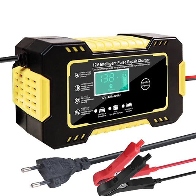 12V 6A Car Battery Charger, LCD Display Intelligent Fast Charging AGM Deep Cycle GEL Lead-Acid Battery