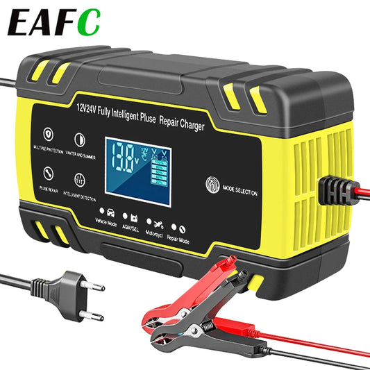 12/24V 8A Automatic Car Battery Charger with Digital LCD for Wet and Dry Lead-Acid Batteries