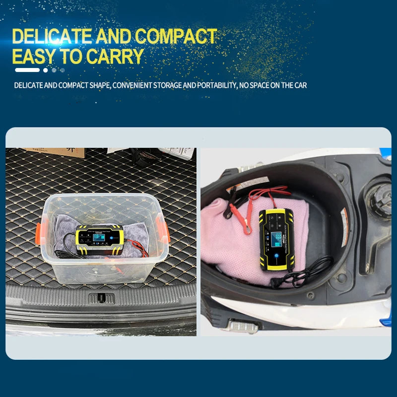 12/24V 8A Automatic Car Battery Charger with Digital LCD for Wet and Dry Lead-Acid Batteries