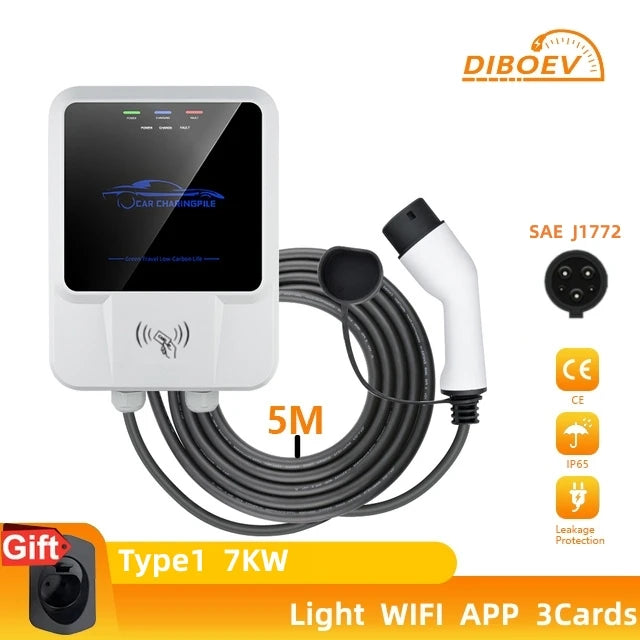 EV Charging Station: Wall-Mounted EVSE with Vope2 and IEC Powered SULVope1, Wi-Fi Enabled, 32A, 7KW, 11KW, 22KW
