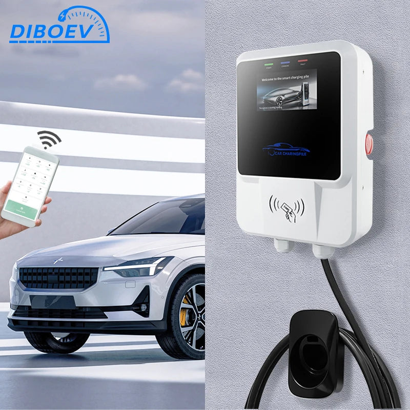 EV Charging Station: Wall-Mounted EVSE with Vope2 and IEC Powered SULVope1, Wi-Fi Enabled, 32A, 7KW, 11KW, 22KW