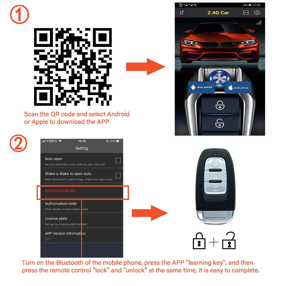 Démarreur à distance et alarme de voiture, application intelligente