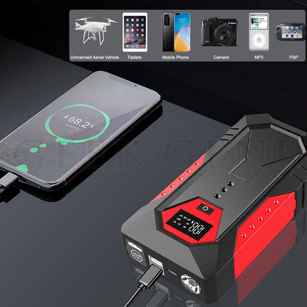 1200A Jump Starter with LED Start, Digital Display Battery Charger, Backup Battery.