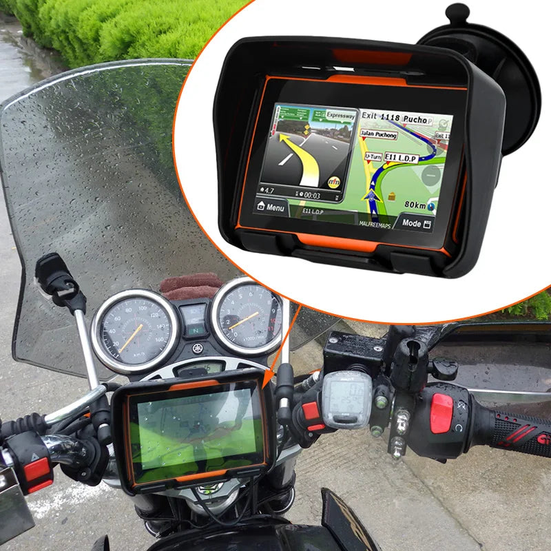 Waterproof GPS Navigation for Car and Motorcycle: IPX67, Bluetooth, FM, AVIN, 8GB Internal Storage