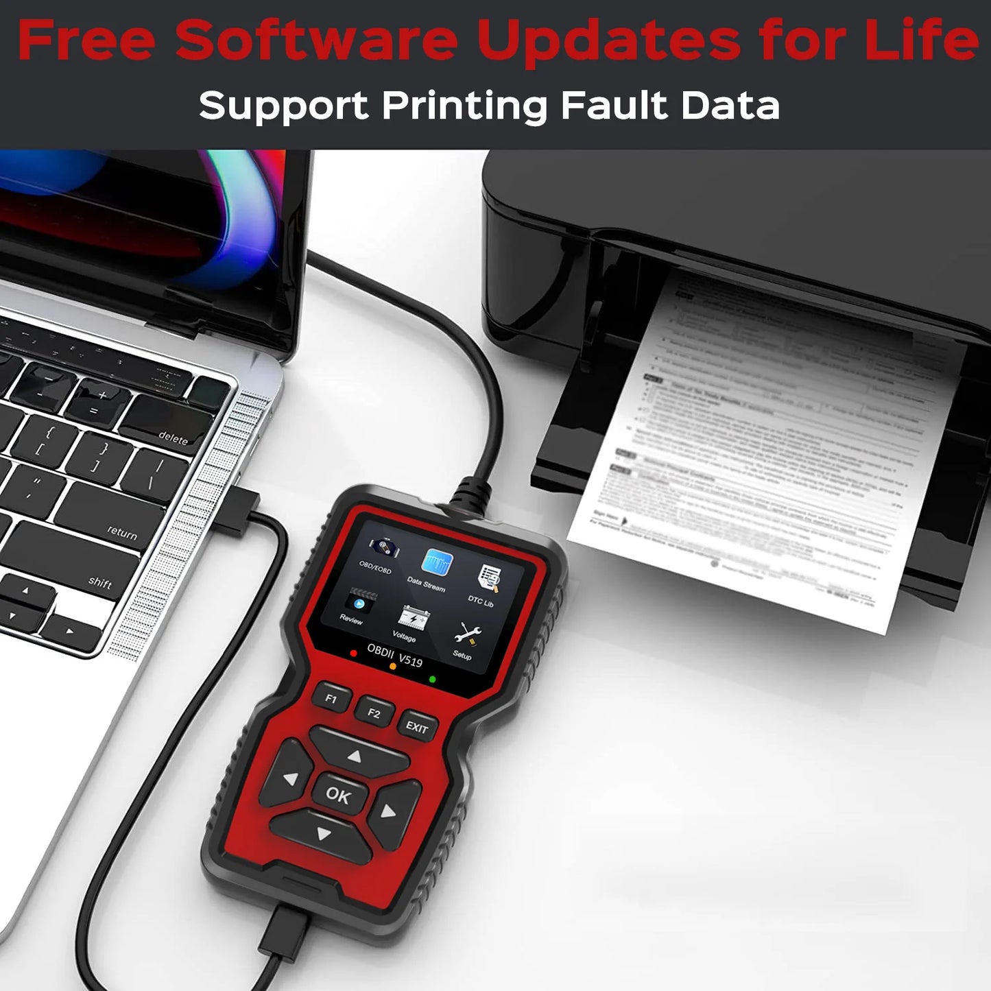 OBD2 Scanner Live Data OBDII Diagnostic Code Reading Tool for Professional Mechanic