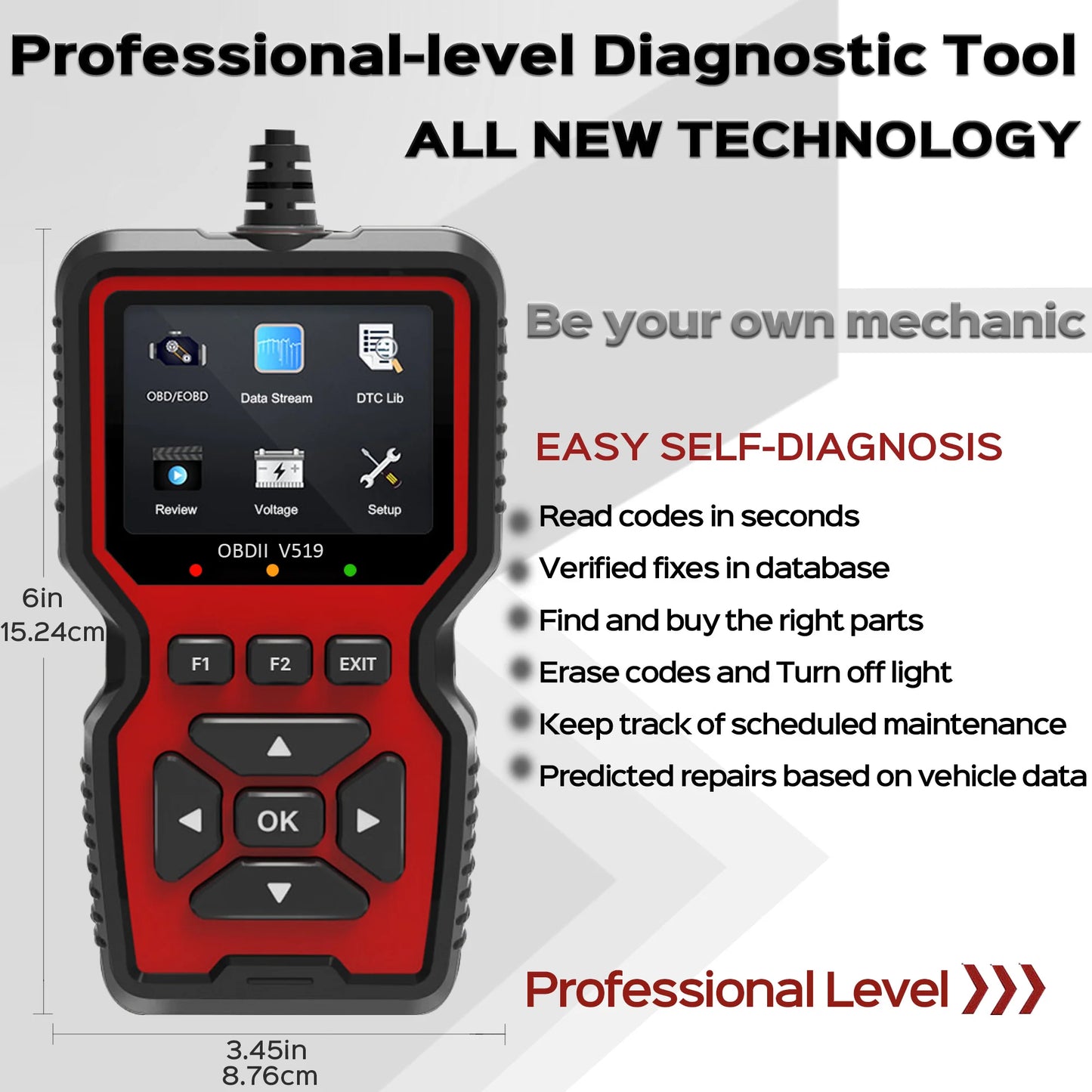 OBD2 Scanner Live Data OBDII Diagnostic Code Reading Tool for Professional Mechanic