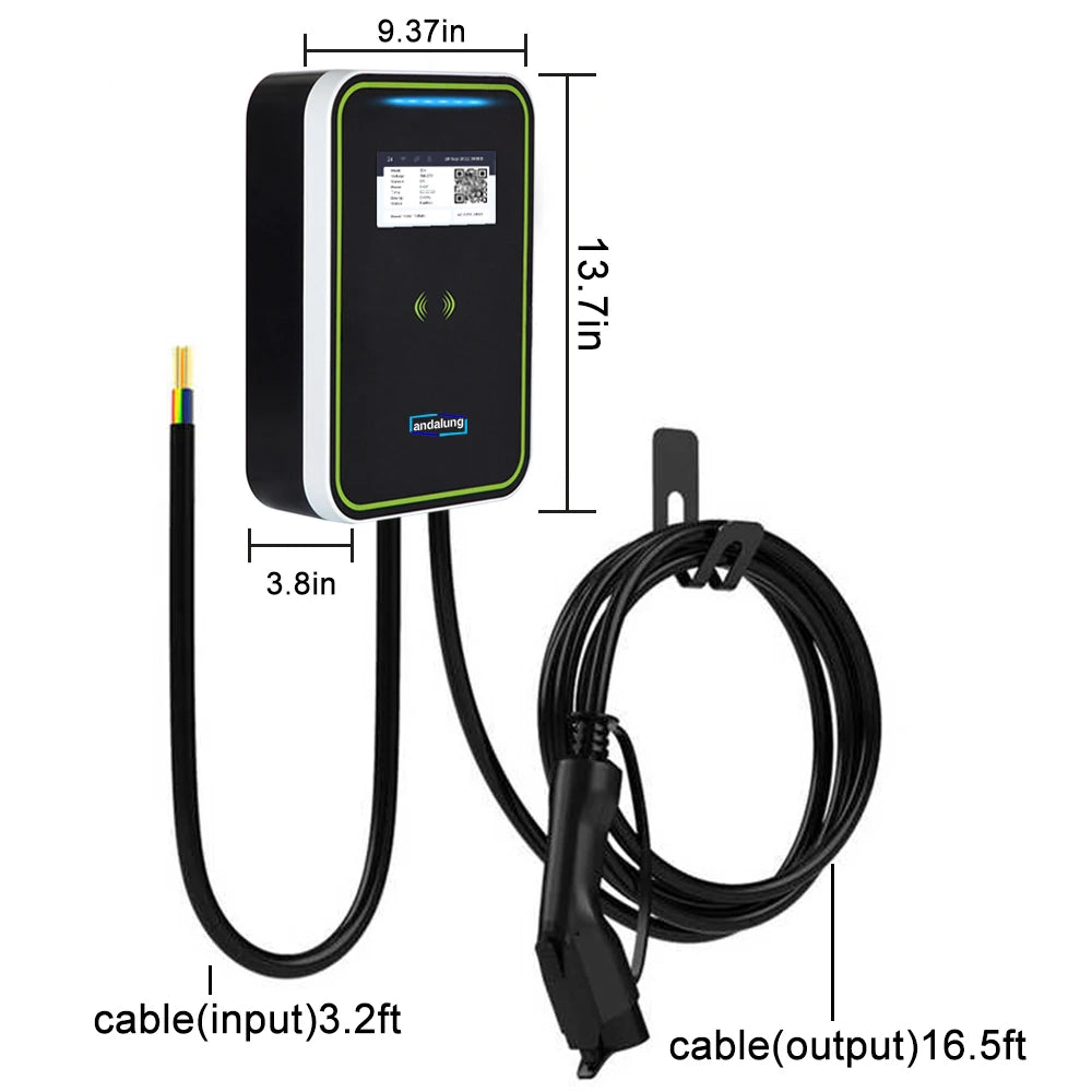 7KW EV charging station with WiFi control, RFID cards, and wall mounting. Voge2, GBT 32A EVSE.