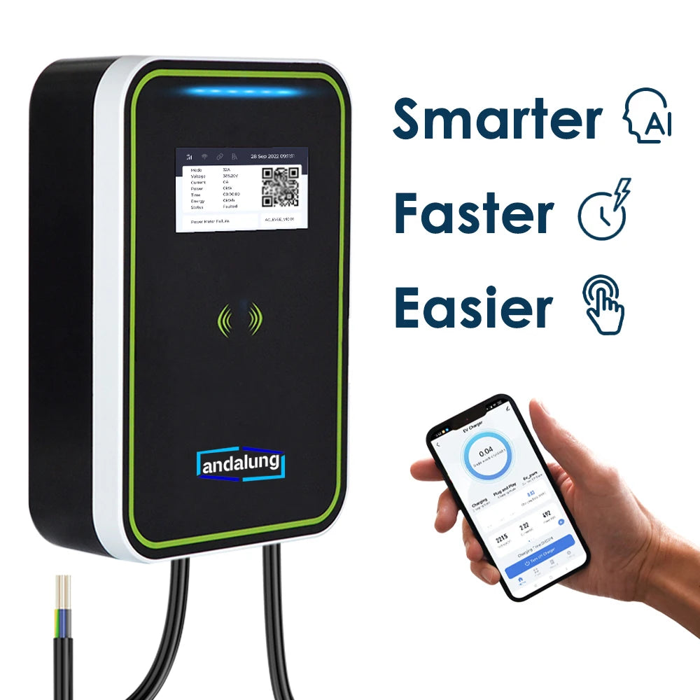 7KW EV charging station with WiFi control, RFID cards, and wall mounting. Voge2, GBT 32A EVSE.