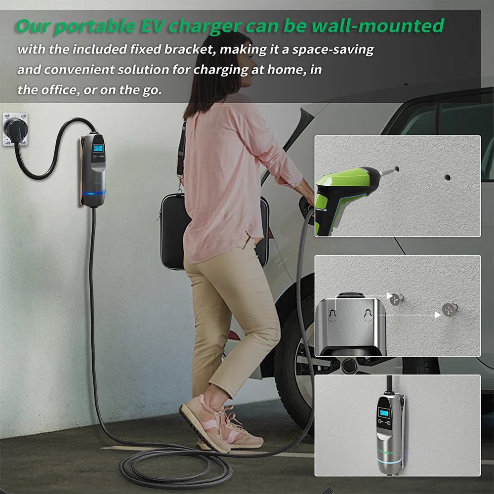 Tiens ons Portable EV Charger: Three-Phase Wall-Mounted EVSE with CEE Plug, Vope2, 16A/32A, 11KW/22KW