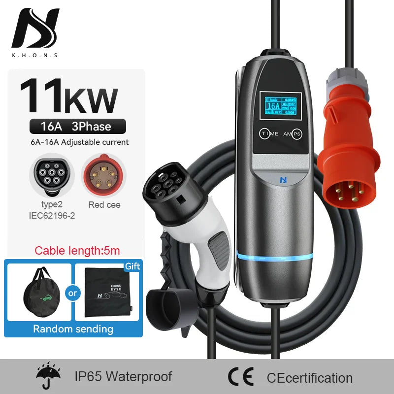 Tiens ons-Chargeur portable Vope2 pour véhicules électriques, câble de charge EVES, boîtier mural de charge EV à courant réglable, 11KW, 16A