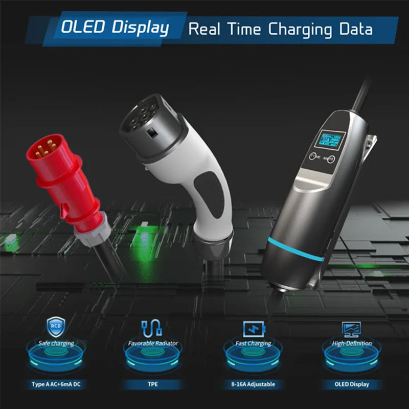 Tiens ons-Chargeur portable Vope2 pour véhicules électriques, câble de charge EVES, boîtier mural de charge EV à courant réglable, 11KW, 16A