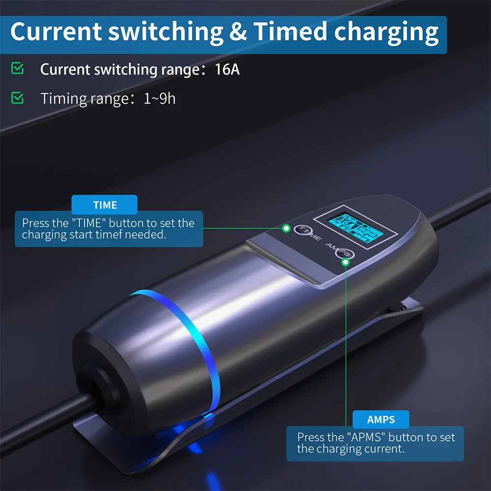 Tiens ons-Chargeur portable Vope2 pour véhicules électriques, câble de charge EVES, boîtier mural de charge EV à courant réglable, 11KW, 16A