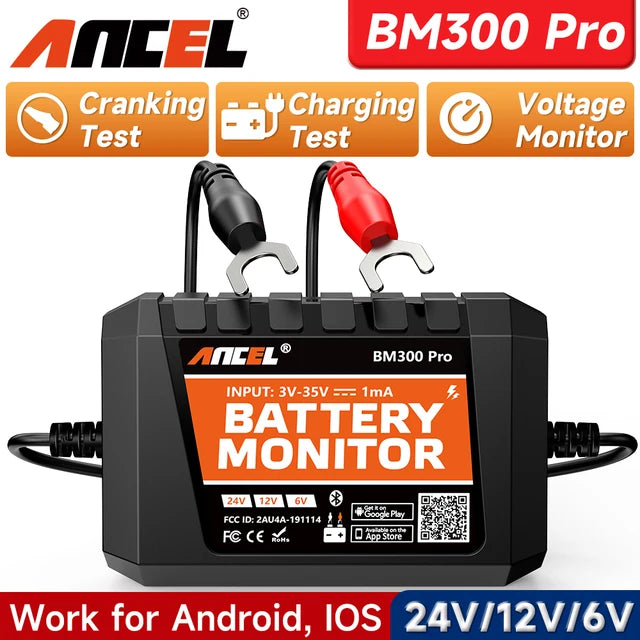Pro Battery Monitor 24V Battery Health Analyzer 12V Battery Tester SOC