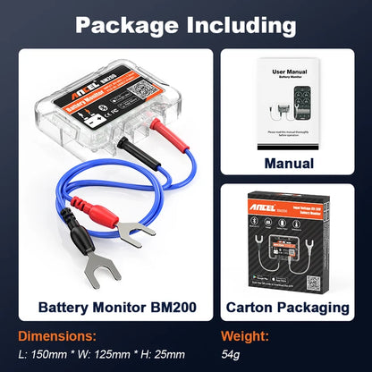 12V Battery Monitor Wireless Bluetooth Car Battery Health APP Monitoring Battery Tester Tools For Android IOS