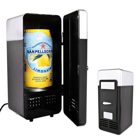 Mini car refrigerator with internal LED light 2 in 1 use with USB