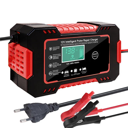 12V 6A Car Battery Charger, LCD Display Intelligent Fast Charging AGM Deep Cycle GEL Lead-Acid Battery