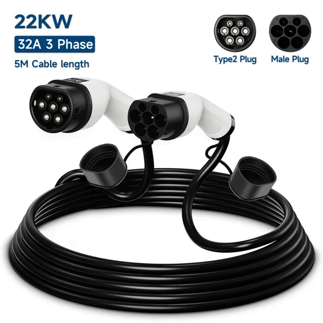 EV Charging Cable Kit: 16A-32A Single-Phase/Three-Phase 22KW IEC62196 Electric Car Charger EVSE