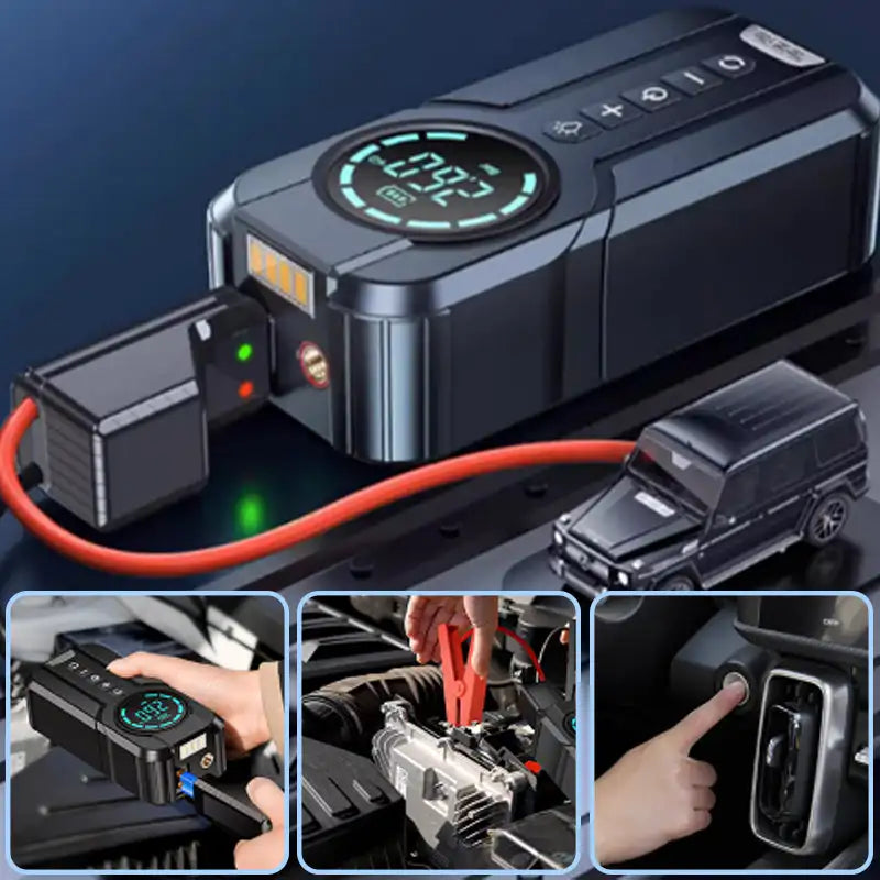 Démarrage d'urgence de voiture, alimentation électrique, pompe à air, machine tout-en-un 12V
