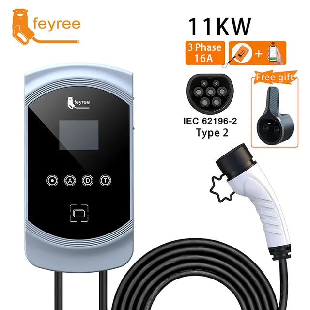 EVSE Wallbox 11KW 22KW 3Phase Vope2 Câble Prise IEC62196-2 Andrea Control Chargeur de voiture pour véhicule électrique Fey123 EV 32A 7.6KW