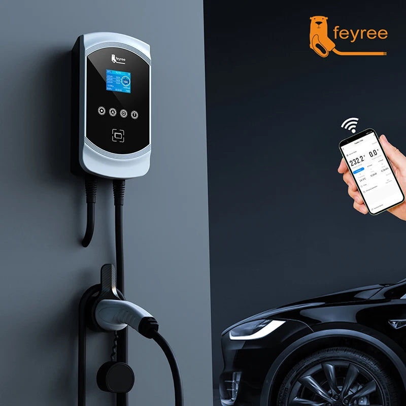 EVSE Wallbox 11KW 22KW 3Phase Vope2 Câble Prise IEC62196-2 Andrea Control Chargeur de voiture pour véhicule électrique Fey123 EV 32A 7.6KW