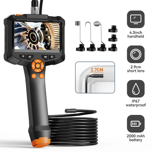 Industrial Endoscope for Car, 4.3 inch IPS Screen Camera IP67 Waterproof HD1080P 8mm