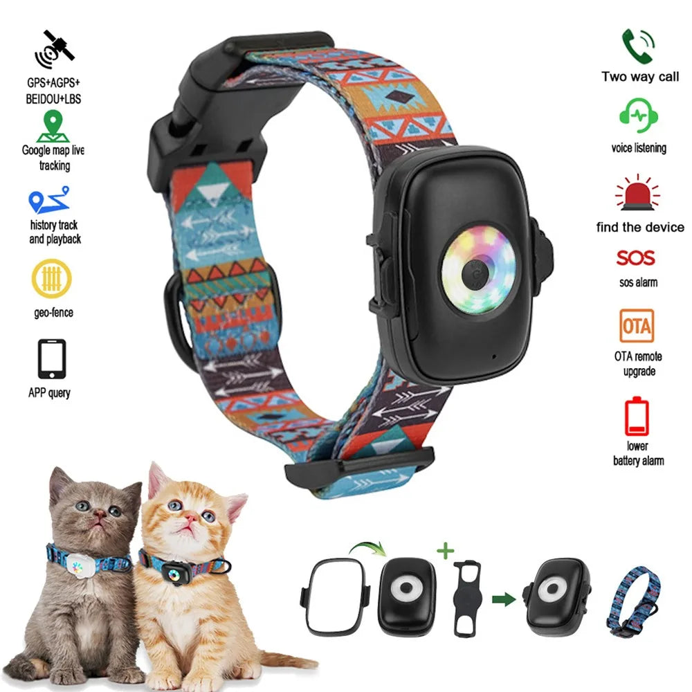 Mini collier de suivi GPS réglable pour chat,chien , localisateur en temps réel.