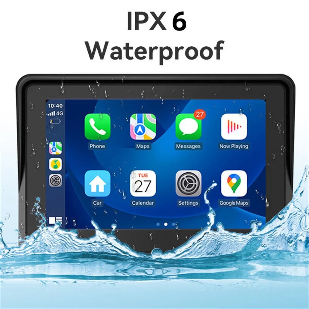 Navigation GPS Tactile Portable pour Moto, Navigateur Spécial, Prise en Charge CarPlay / Android Auto, Étanche IPX76, 7 Pouces