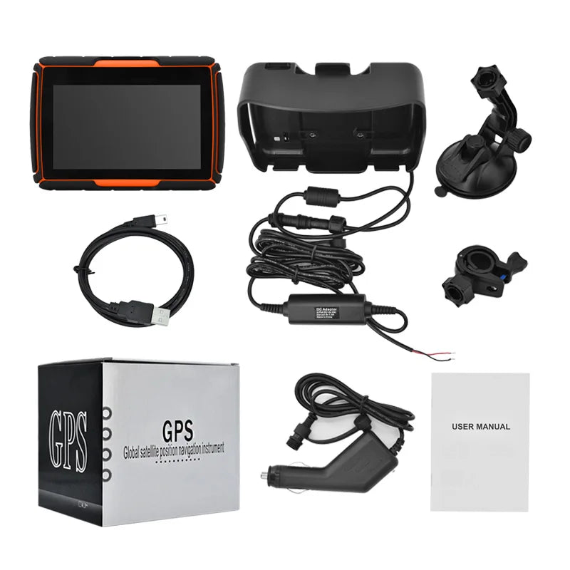 Waterproof GPS Navigation for Car and Motorcycle: IPX67, Bluetooth, FM, AVIN, 8GB Internal Storage