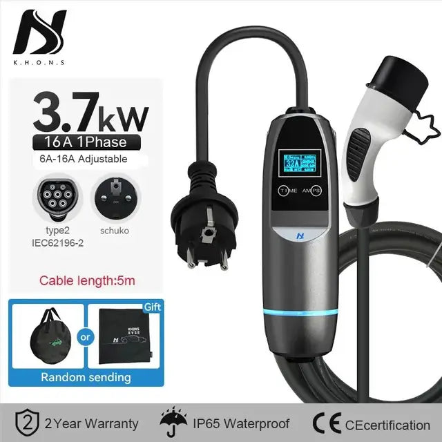 Tiens ons 22KW EV Charger: 3-Phase Electric Car Charger with Vope2, 16A/32A IEC62196-2 Cable, CEE Plug Charging Station