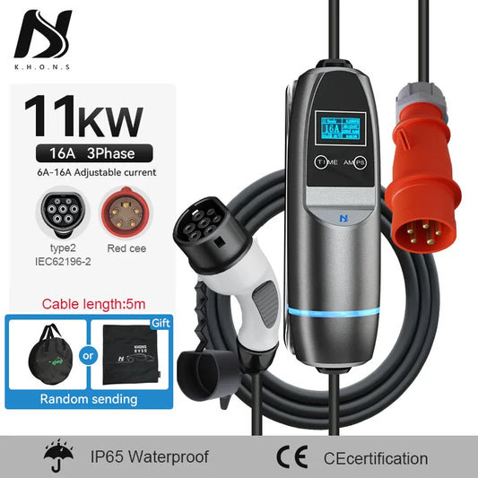 Tiens ons-Chargeur portable Vope2 pour véhicules électriques, câble de charge EVES, boîtier mural de charge EV à courant réglable, 11KW, 16A