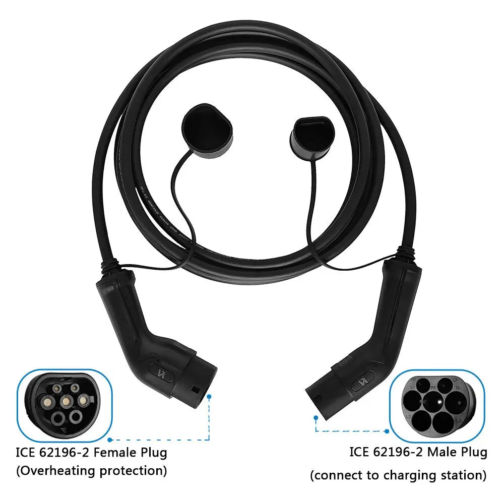 Tiens ons Vope2 au Cable: 5M 32A Vope2 EV Charging Cable, 11KW/22KW IEC62196-2 Female to Male Plug for EVES Charging Stations