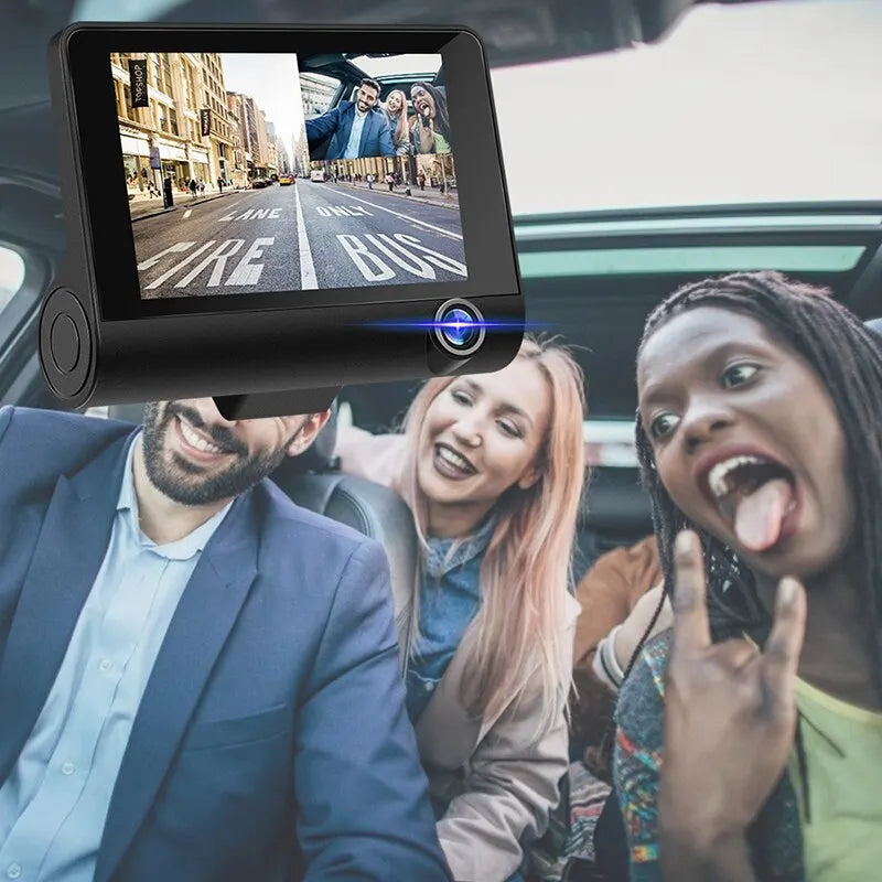 Voiture DVR HD Grand Écran 3 Caméras avec Inversion Enregistreur Vidéo Caméra À Trois Voies Tachygraphe